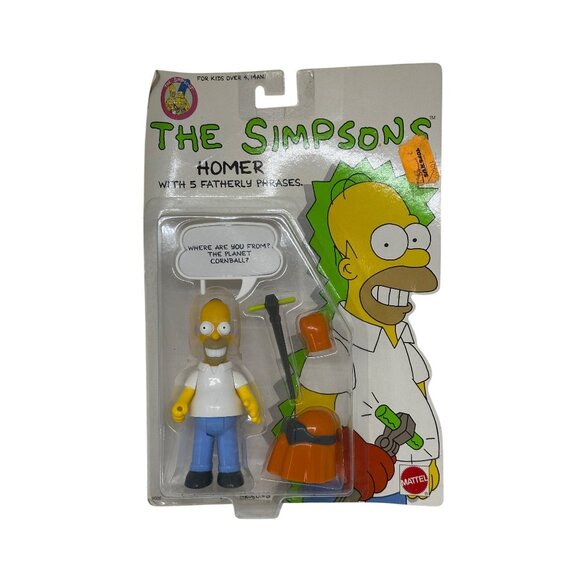 VTG 1990 Mattel The Simpsons Homer Simpson Talking Figure 5 Phrases SEALED Retro - Picture 1 of 6